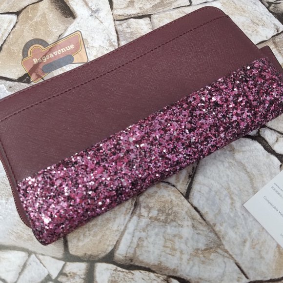 #bagsavenue neda wallet saffiano pvc Greta Court Cherrywood Burgundy Kate Spade - Picture 10 of 11